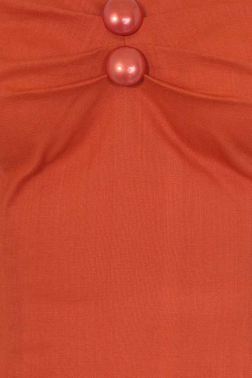Collectif Clothing - Dolores Top Carmen Années 50 en Orange Brûlée 3