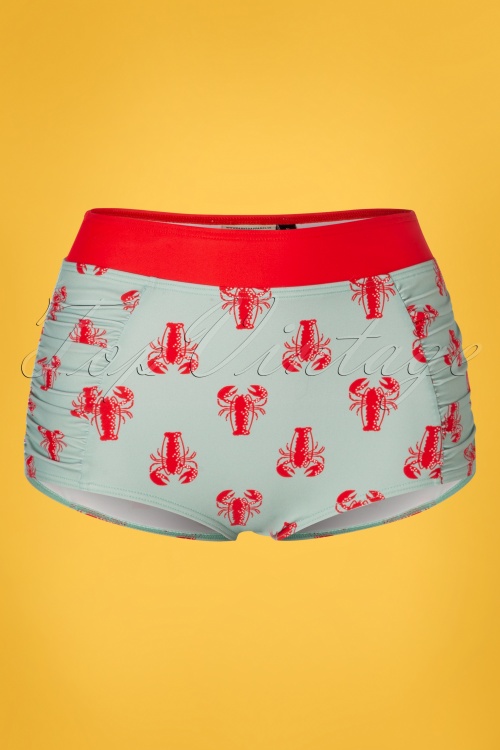 Banned Retro - 50s Lobster Bikini Pants in Sage Green and Red 2