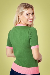 Vixen - 50s Rylee Flamingo Sweater in Green 3