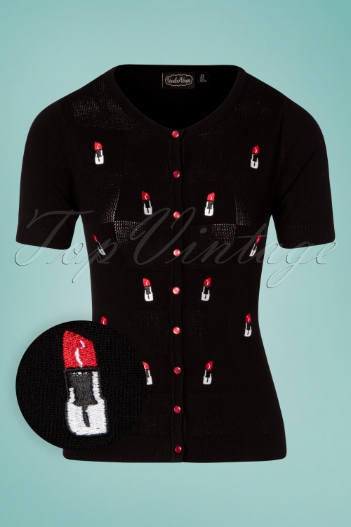 Vixen - 50s Gianna Lipstick Cardigan in Black