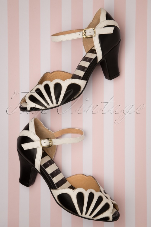 Lola Ramona - Ava Fly Sandals Années 20 en Noir et Blanc 4