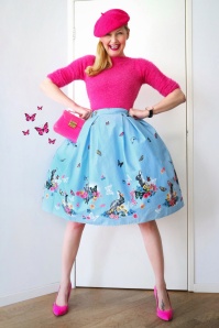 Bunny - 50s Cotton Tail Swing Skirt in Blue