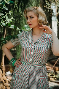 Very Cherry - 40s Mimi Stripes Revers Dress in Multi