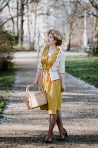 Louche - Chantal Mini Fleur Tea Dress Années 40 en Jaune