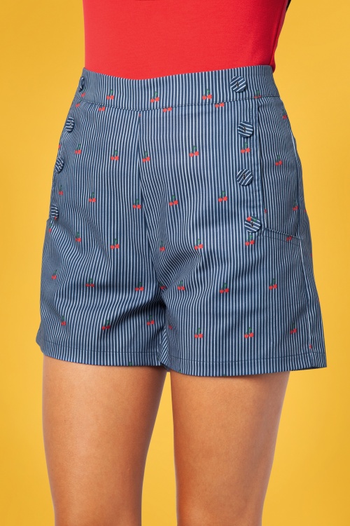 Vixen - 50s Zoey Sailor Shorts in Cherry Stripe 2