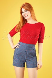 Vixen - 50s Zoey Sailor Shorts in Cherry Stripe
