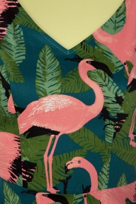 Vixen - 50s Fifi Flamingo Flared Dress in Green 5