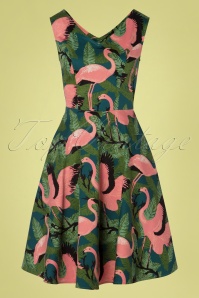 Vixen - Fifi Flamingo uitlopende jurk in groen 3