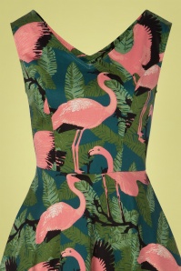 Vixen - Fifi Flamingo Flared Dress Années 50 en Vert 4