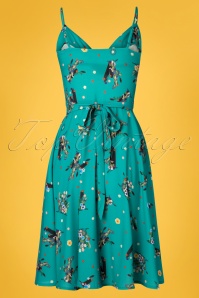 Vixen - 50s Iris Cactus Wrap Dress in Turquoise 6