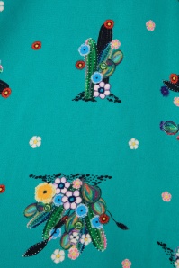 Vixen - 50s Iris Cactus Wrap Dress in Turquoise 8