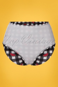 Collectif Clothing - 50s Melon Gingham High Waist Bikini Brief in Black and White 3