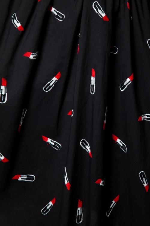 Vixen - Delia Lipstick Embroidery Swing Dress Années 50 en Noir 4
