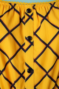 Bright and Beautiful - 70s Pat Harlequin Stitch Dress in Yellow 4