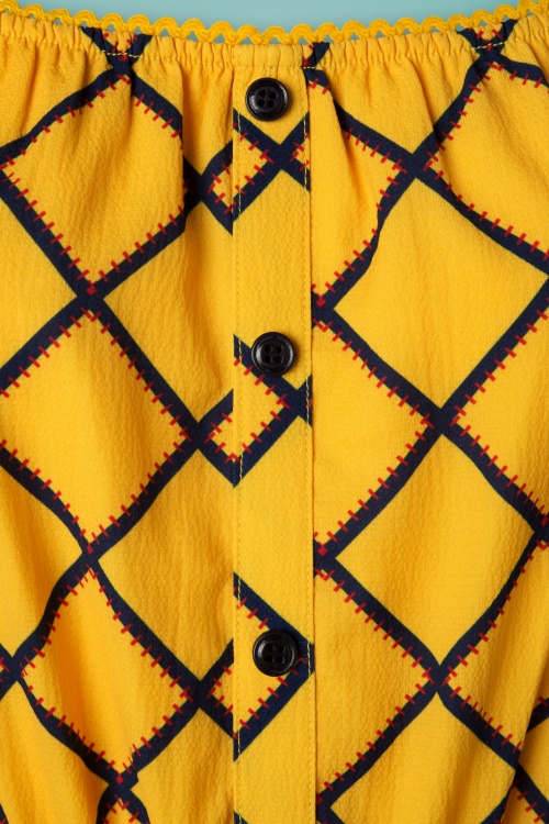 Bright and Beautiful - Pat Harlequin Stitch-jurk in geel 4