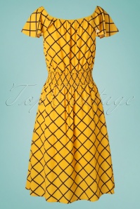 Bright and Beautiful - 70s Pat Harlequin Stitch Dress in Yellow 5