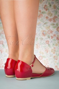 Charlie Stone - 50s Firenze T-Strap Flats in Deep Red 5