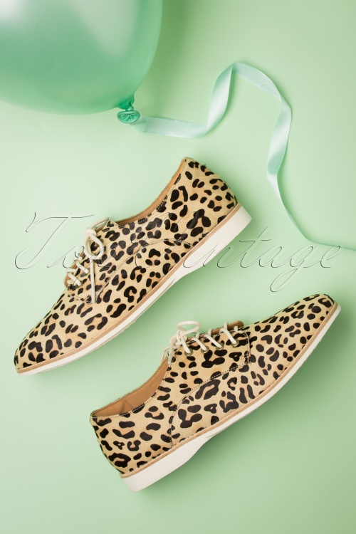 Rollie - Derby Leopard Shoes Années 60 en Camel 3