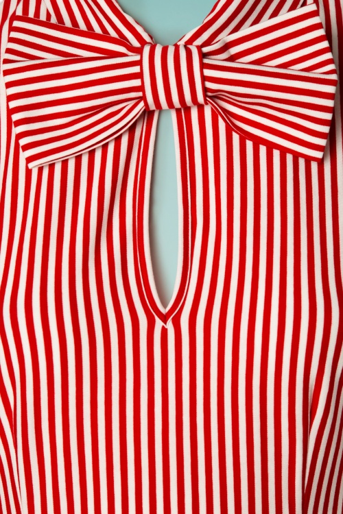 Tatyana - 50s All Aboard Blouse in Red and White 2