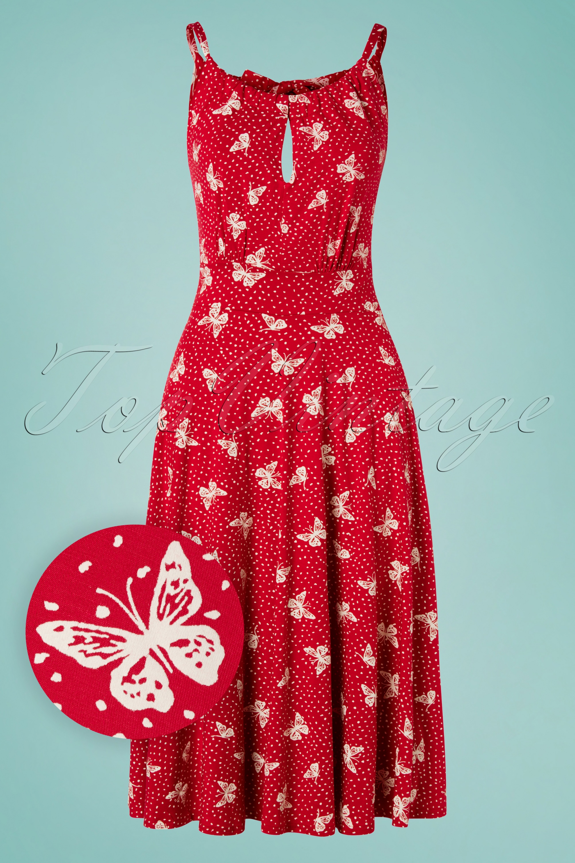 Topvintage Boutique Collection - De Alice vlinderjurk in rood en wit
