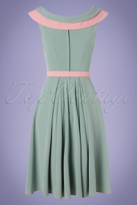 Miss Candyfloss - 50s Drizella Minty Swing Dress in Duck Egg and Pink 6