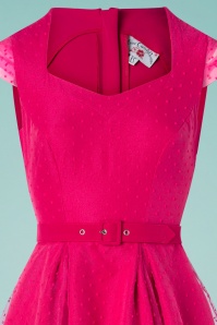 Miss Candyfloss - 50s Celia Polkadot Swing Dress in Magenta Pink 4