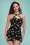 Collectif Clothing - 50s Mahina Vintage Palm Playsuit in Black 2
