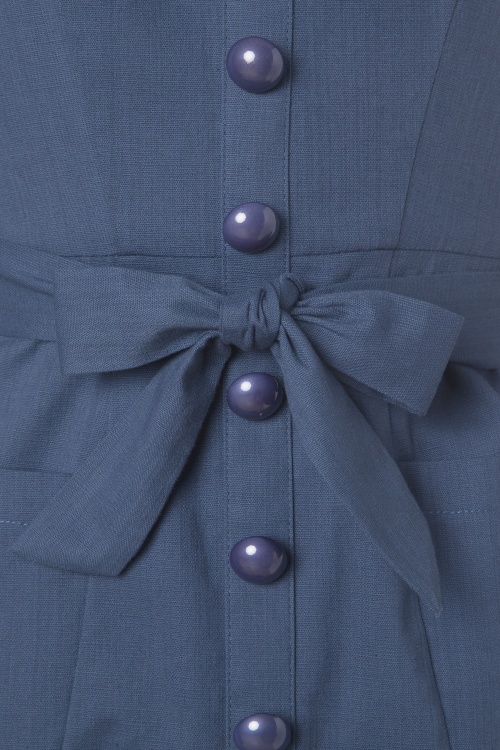 Collectif Clothing - Marlene Pencil Dress Années 50 en Bleu Marine 5
