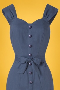 Collectif Clothing - Marlene Pencil Dress Années 50 en Bleu Marine 3