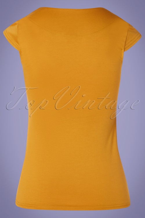 Steady Clothing - 50s Button Sweetheart Top in Mustard 3