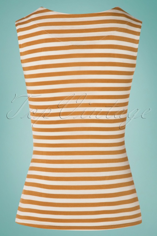 Steady Clothing - 50s Sweetheart Sleeveless Top in Mustard and Ivory 2