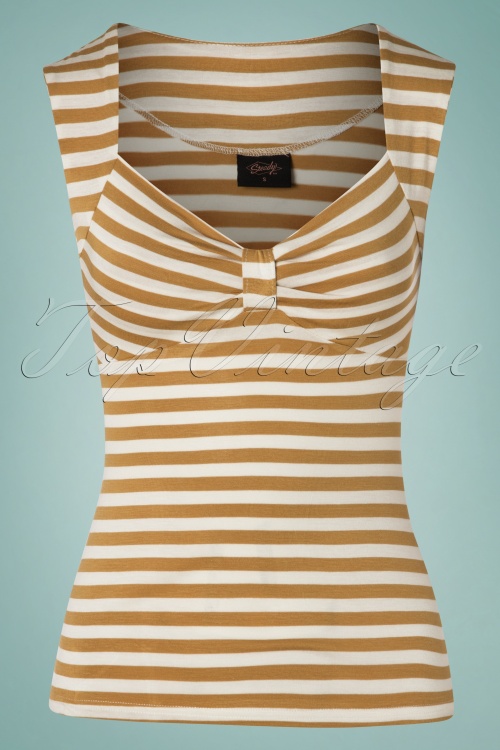 Steady Clothing - 50s Sweetheart Sleeveless Top in Mustard and Ivory