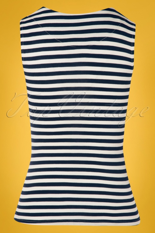 Steady Clothing - 50s Sweetheart Sleeveless Top in Navy and Ivory 2