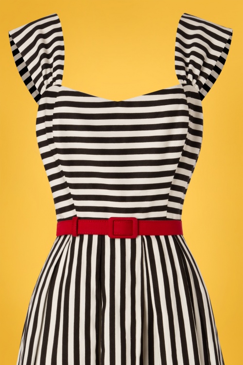 Collectif Clothing - 50s Jill Striped Swing Dress in Black and White 3