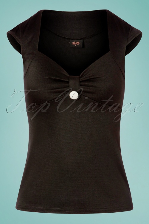 Steady Clothing - 50s Sweetheart Button Top in Black 2