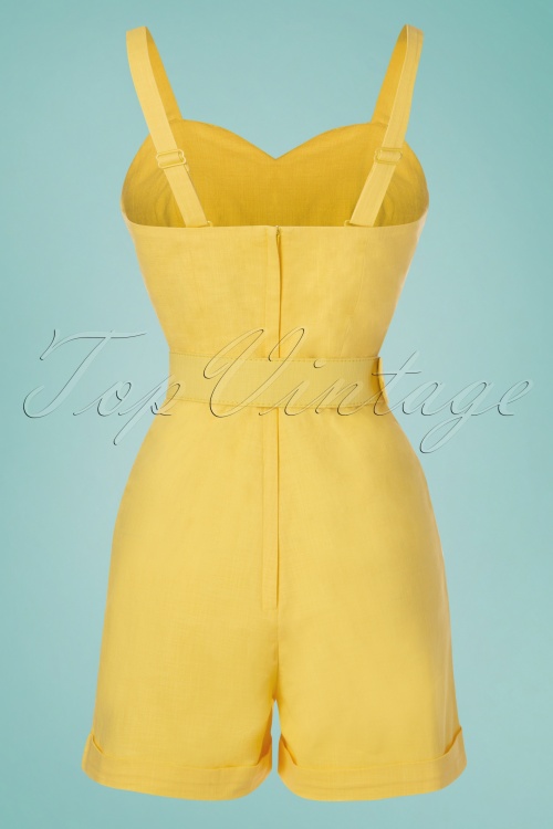 Collectif Clothing - 50s Jay Playsuit in Pastel Yellow 3
