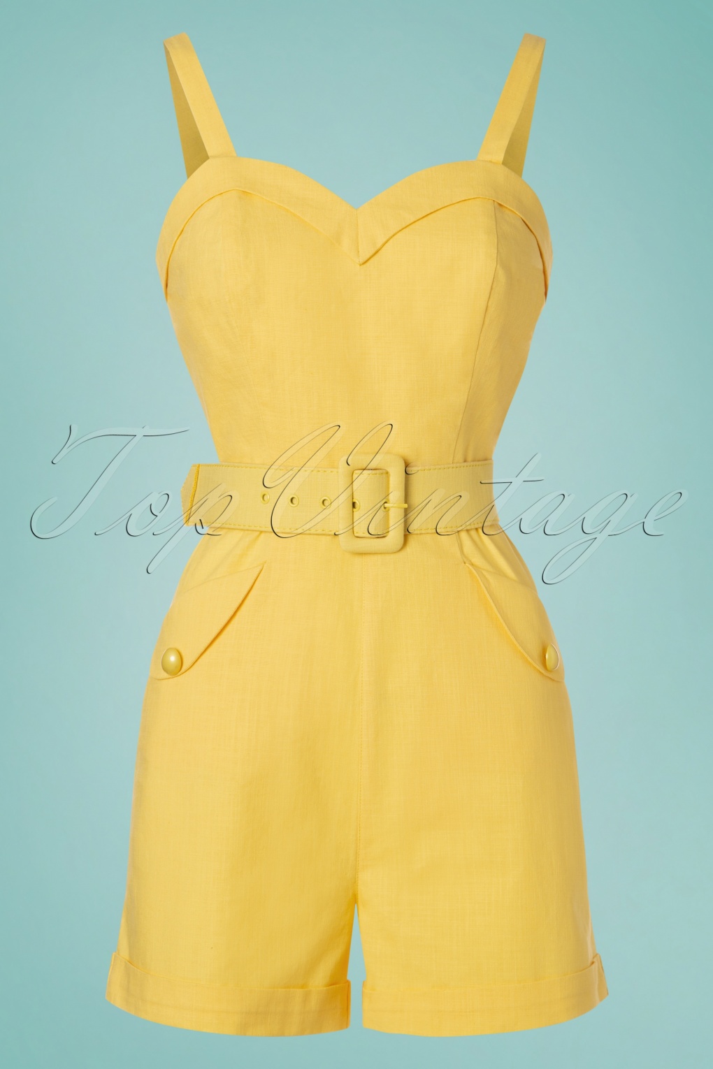 50s Jay Playsuit In Pastel Yellow