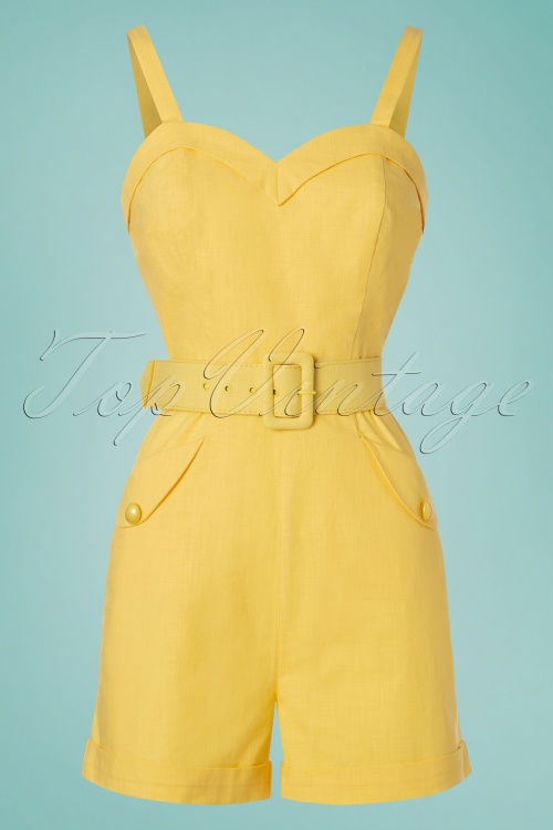 Collectif Clothing - Jay playsuit in pastelgeel 2