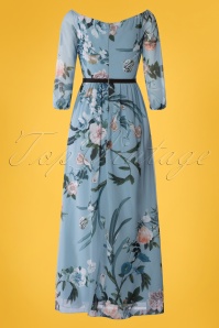 Little Mistress - Rori Floral Maxi Dress Années 70 en Bleu 4
