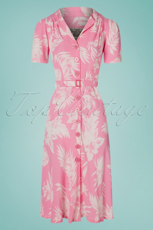 The Seamstress of Bloomsbury - 40s Lisa Dress in Pink Hawaii