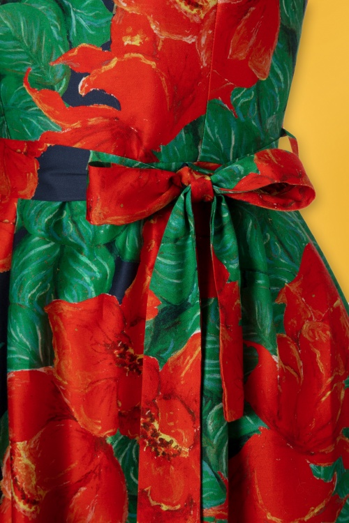 Palava - Beatrice Camellia swingjurk in rood en groen 5