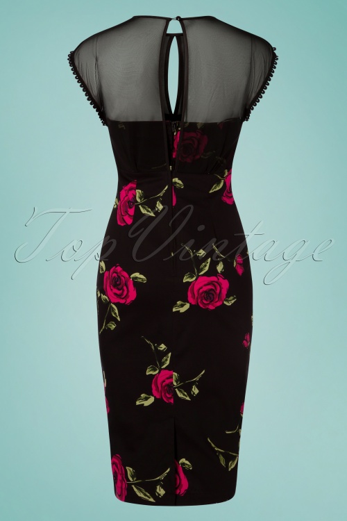Timeless - 50s Karen Floral Pencil Dress in Black 4