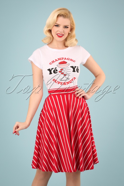 Blutsgeschwister - Logo Stripes Skirt Années 60 en Rouge