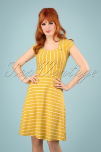 Blutsgeschwister - 60s Logo Morning Stripe Dress in Yellow