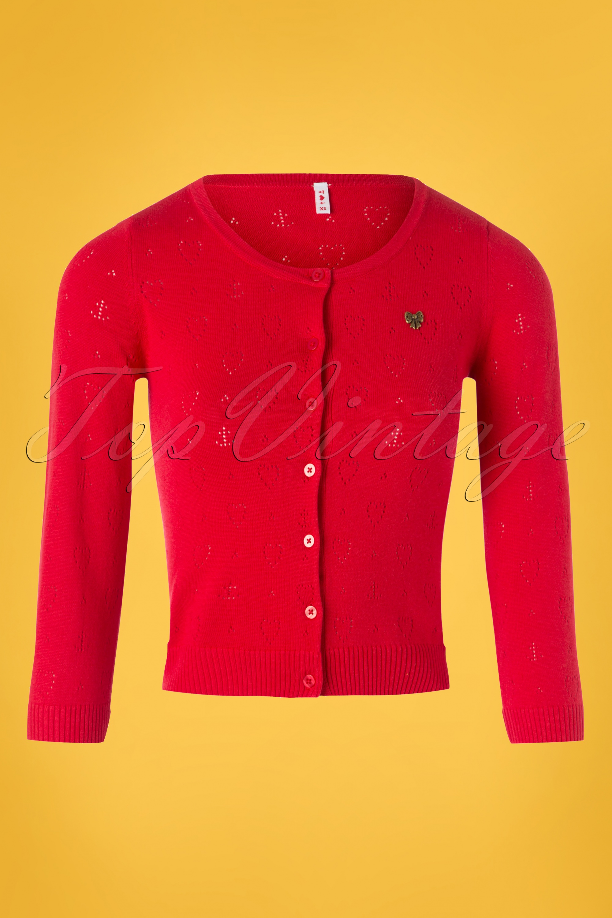 Blutsgeschwister - Wonderwaist Hope Heart Cardigan in Lipstick Red 2