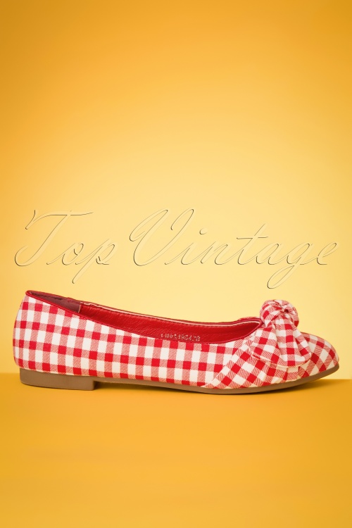 Lulu Hun - 50s Naomi Gingham Flats in Red and White 4