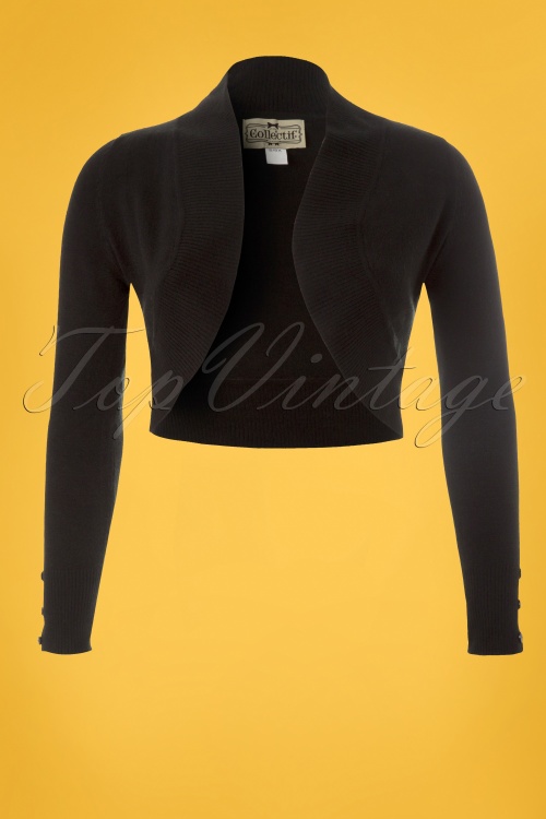 Collectif Clothing - Jean Knitted Bolero Années 50 en Noir  2