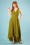 Bright and Beautiful - Isabella Plain Maxi Dress Années 70 en Vert Olive