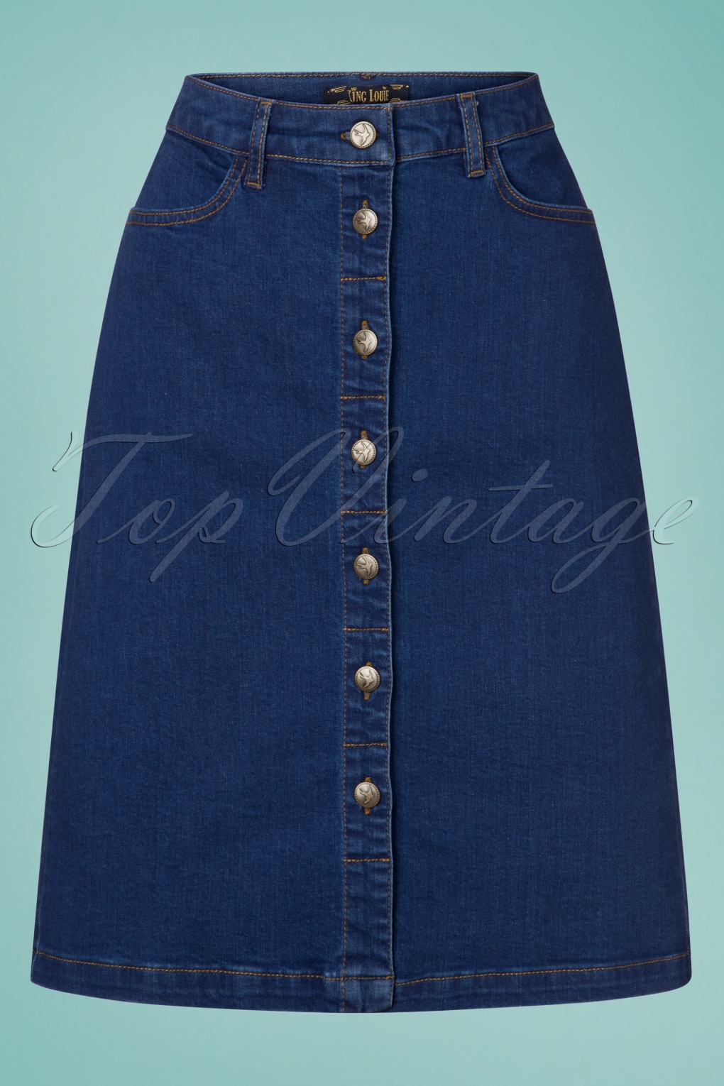 60s Angie Denim Skirt in Jet Blue