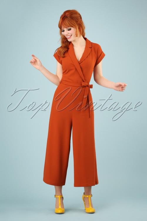 King Louie - 60s Doris Culotte Jumpsuit in Clay Red